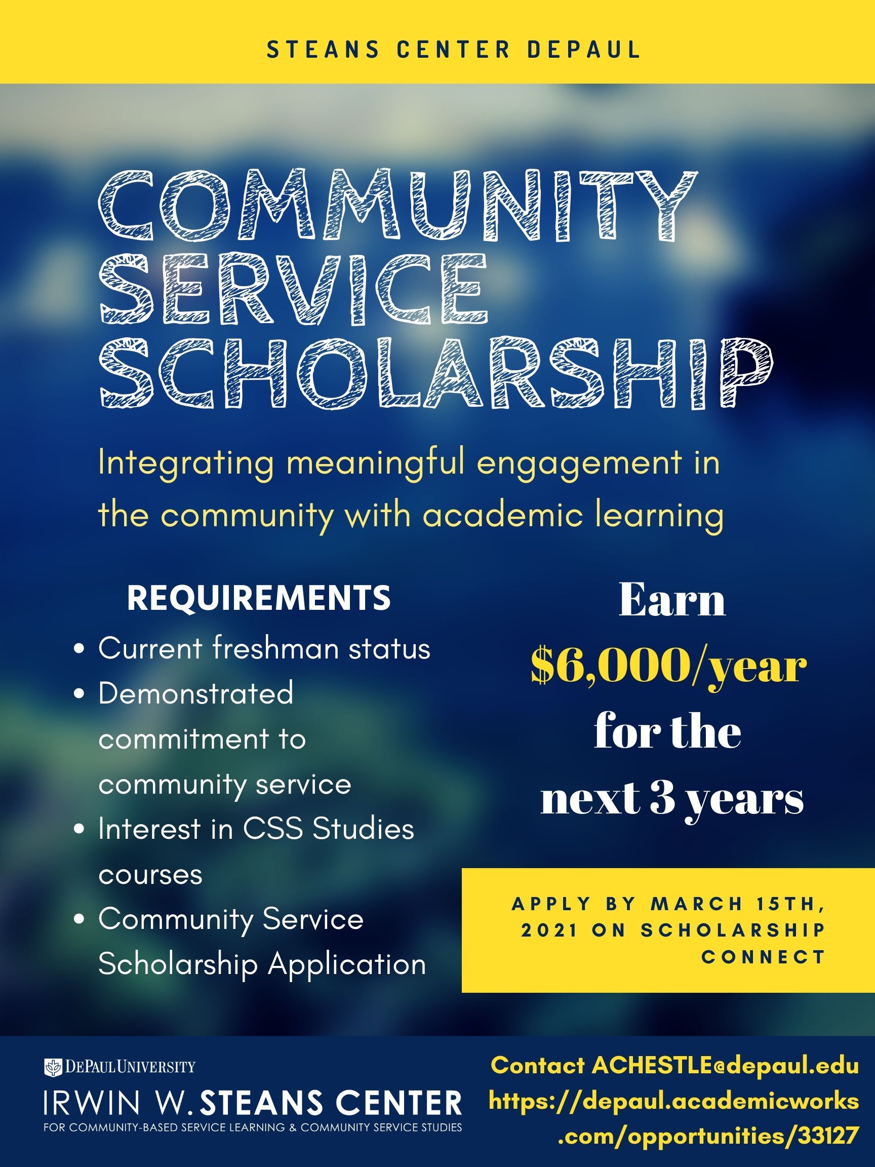 Scholarships | For Students | Steans Center | DePaul University, Chicago